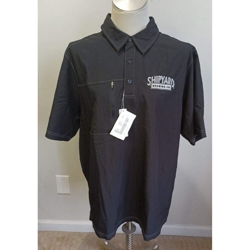 North End Shipyard Brewing Company Black Poly/Spandex Polo Size XL Embroidered